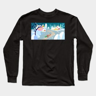 winter decorative landscape, village Long Sleeve T-Shirt